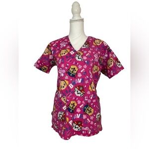 Nickelodeon Paw Patrol Nursing Medical Scrub Top with Pockets Women’s Large